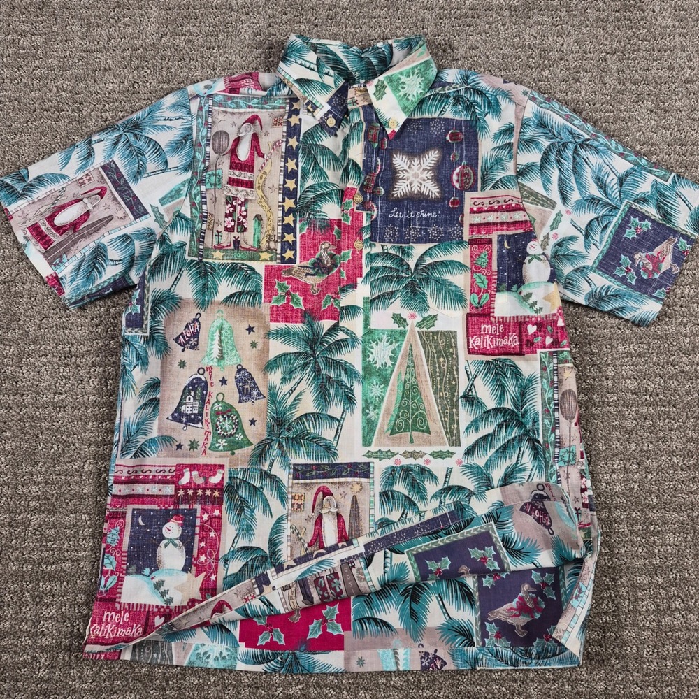 Vintage Reyn Spooner Mele Kalikimaka Popover Shirt Shrunken Fit M 2008 Christmas